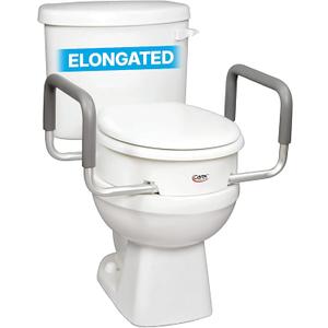 Carex 3.5 Inch Raised Toilet Seat with Arms, Elongated Toilet Seat Riser, Up to 250 lbs Capacity, Elevating & Raising Seat for Elderly & Handicap, Universal, Slip-Resistant with Padded Handles, White