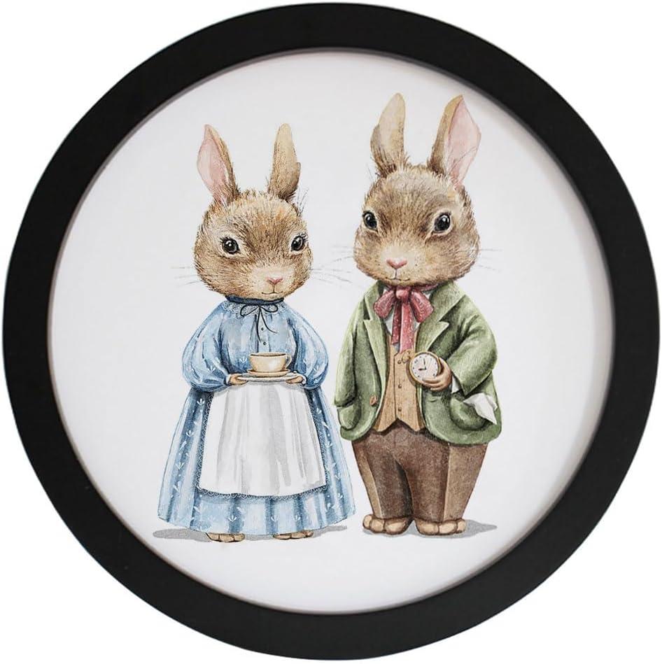 Round Photo Frame for Wall, Picture Frame Wall Decor Wood MDF Photo Frame for Home Office Wall Decor Black 8in