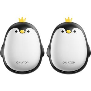 Gaiatop Magnetic Hand Warmers Rechargeable 2 Pack, 3 Settings Cute Pocket Penguin, Fast Hot Hands Reusable Portable Electric Heater for Camping Hunting Golf, Stocking Stuffers Gifts for Women Men (Black)