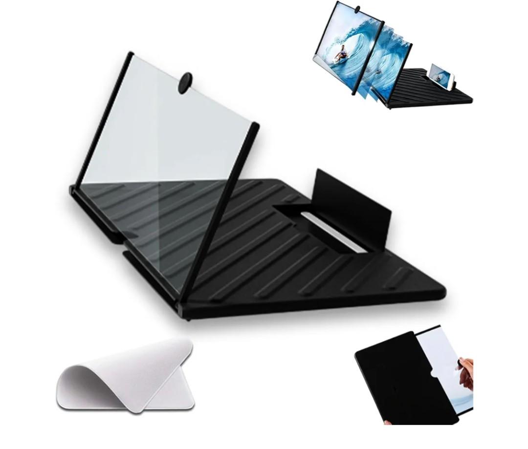 Screen Magnifier New Version, 20" HD Screen Magnifier for Cell Phone, Mobile Phone Magnifier Projector Screen, Foldable Phones Stand with Screen Amplifier, Compatible with All Phones (Black,20in)