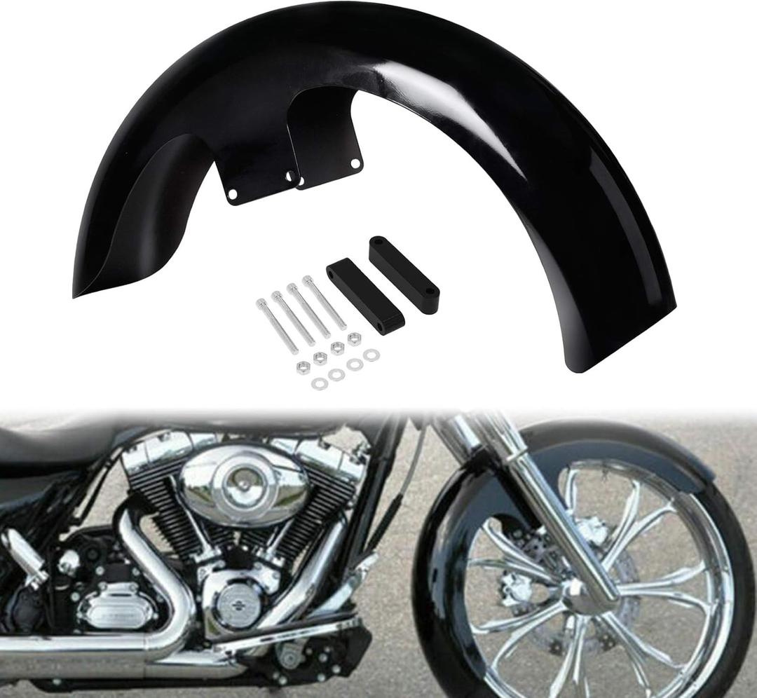 HDBUBALUS 21" Motorcycle Front Fender Mudguards For 120 / R21 Tire Fit for Harley Bagger Touring Road King Electra Glide Street Glide FLHR FLHX Gloss Black