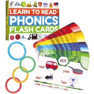 Phonics Flash Cards - Educational for Kids, Learn to Read in 20 Stages, Digraphs CVC Blends Long Vowel Sounds, Funny Games for First Second Grade Homeschool Educational