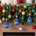 Leinuosen 12 Pcs Christmas Tree Ornament 4.8 Inch Yarn Tassel Christmas Hanging Ornament Handmade Macrame Xmas Tree Decor (Blue)