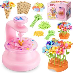 Hamdol DIY Flower Bouquet Craft Kit for Girls Ages 4-8, Creative Fabric Flower Making Set, Educational STEM Toy for Kids 5 6 7 8, Preschool Arts & Crafts Birthday or Valentine Gift for Boys and Girls