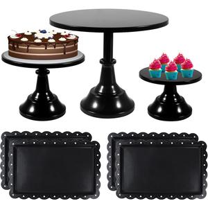 Cake Stand, 7 Pcs Round Metal Cake Display Stand, 8/10/12 Inch Dessert Table Decorations Set, Cupcake Holder Party Serving Plate for Baby Shower, Wedding, Birthday Party, Anniversary (Black)