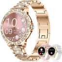 GADIXY Smart Watches for Women(Make/Answer Call) with Diamond:1.32" Fitness Tracker Watch for HR/Blood Pressure/SpO2/Sleep Monitor,Digital Running Watches for Women Android/iOS,3 Strips (Rosegold)