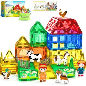 Magnetic Tiles Toys with Farm Animals for 3+ Year Old Toddler, Magnetic Blocks Building Toys for Kids Ages 3-5 5-7 Girls Boys, Classroom Must Haves