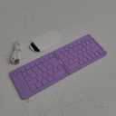 Mini Portable Wireless Folding Keyboard - Sync Up to 3 Devices, Ultra-Slim Aluminum Travel Keyboard for iPhone iPad Mac Android Windows iOS (Purple)