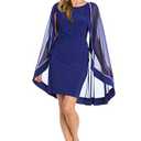 R&M Richards Women's Plus Size Crystal Glow Evening Dress, Electric Blue, Size 16W