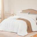 Quataly California King Comforter Set White,3PCS Soft Lightweight Breathable Bedding Comforter Sets for All Season, Cal King(104''96'' Comforter & 2 Pillowcases)