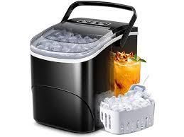 Nugget Ice Maker Countertop, 35Lbs/24H Portable Table Top Machine with Chewable & Crushed Ice, Self-Cleaning, One-Touch Operation for Home, Kitchen & Office(Stainless Steels Black)
