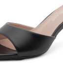 Shoe Land Women's Low Heels Stiletto Heeled Slides, Open Toe One Band Slip-On Heeled Mules Dressy Heeled Sandals for Prom, Party Wedding and Vacation, Size 10