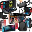 Orzly Switch 1 / Switch OLED Accessories Bundle – Case & Screen Protector for Nintendo Switch 1 (2017-2024 Console) Charge Cable, Game Holder, Comfort Grip Case, Headphones & More – Gift Box Edition