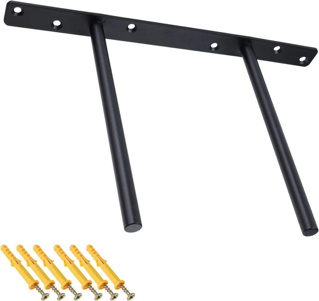 8-inch Long Wall Shelves Support Floating Shelf Brackets Heavy Duty Hidden Brackets Black Blind Shelf Support for Floating Wood Shelves