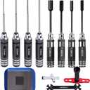 Hobbypark Hex Driver Set (1.5mm 2.0mm 2.5mm 3.0mm), Hex Nut Driver Set(4.0/5.5/7.0/8.0mm) Screwdriver Kit, 17mm Wheel Wrench, RC Screw Tray, Turnbuckle Wrench, RC Repair Tools Kit for RC Cars