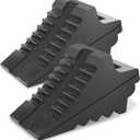 PR1ME Heavy Duty Rubber Wheel Chocks, Rubber Tire Blocks, RV Solid Rubber Wheel Wedge Blocks, 2 Pack Black 8.6" x 3.7" x 4.7", Carrying Handle, for Travel Trailer, Camper, RV, Truck