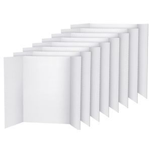 Crtiin 8 Pcs Trifold Poster Board Presentation Board 8 Sheets Self Adhesive Presentation Science Subtitles Science Fair Display Boards Foldable Paperboard for Business Projects (White, 35.5 x 44'')