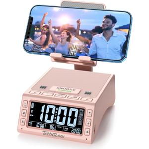 TechGlow Foldable Cellphone Stand with Wireless Bluetooth Speaker Birthday Gifts for Men Women Mother Father Cool Tech Gadgets- Pink