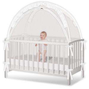 Crib Tent - Crib Net to Keep Baby in, Stop Baby from Climbing Out of Crib, Pop Up Crib Tent with Durable Breathable Net Double Zipper Strong Rods Installation Convenience (Large, White)
