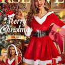 RSLOVE Christmas Lingerie for Women Sexy Santa Babydoll Chemise Mrs Claus Costume with Belt (Red)