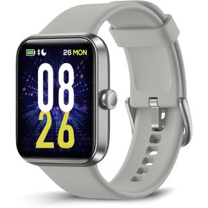 Smart Watch for Men Women, Activity Fitness Tracker with Sleep Monitor,1.69" DIY Full Touch Display smartwatch for iPhone Android Phone, 5ATM Waterproof (Grey)