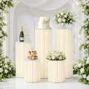 5Pcs Cylinder Stands for Party, Foldable Cardboard Pedestal Stands for Display Round Columns Cylinder Pedestal with Acrylic Disc, Cake Stand Cylinder for Parties Baby Shower Birthday Wedding Decor