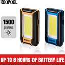 2 x 2-pack Magnetic Work Light, Rechargeable LED Flashlight, Portable Lights, 40w 1500 Lumens, 6500k, Metal Hanging Hook, 3 Lighting Modes for Car Repairing, Camping, Hiking, Fishing, Backpacking