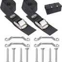 EXVITAL Battery Tie Down Strap Hold Down Kit, 1" x 48" Cooler Tie Down Kit with Non-Rusting Cam Buckle, Stainless Steel Bracket & SS Screws for RV Battery,Luggage Belt (2 Pack)