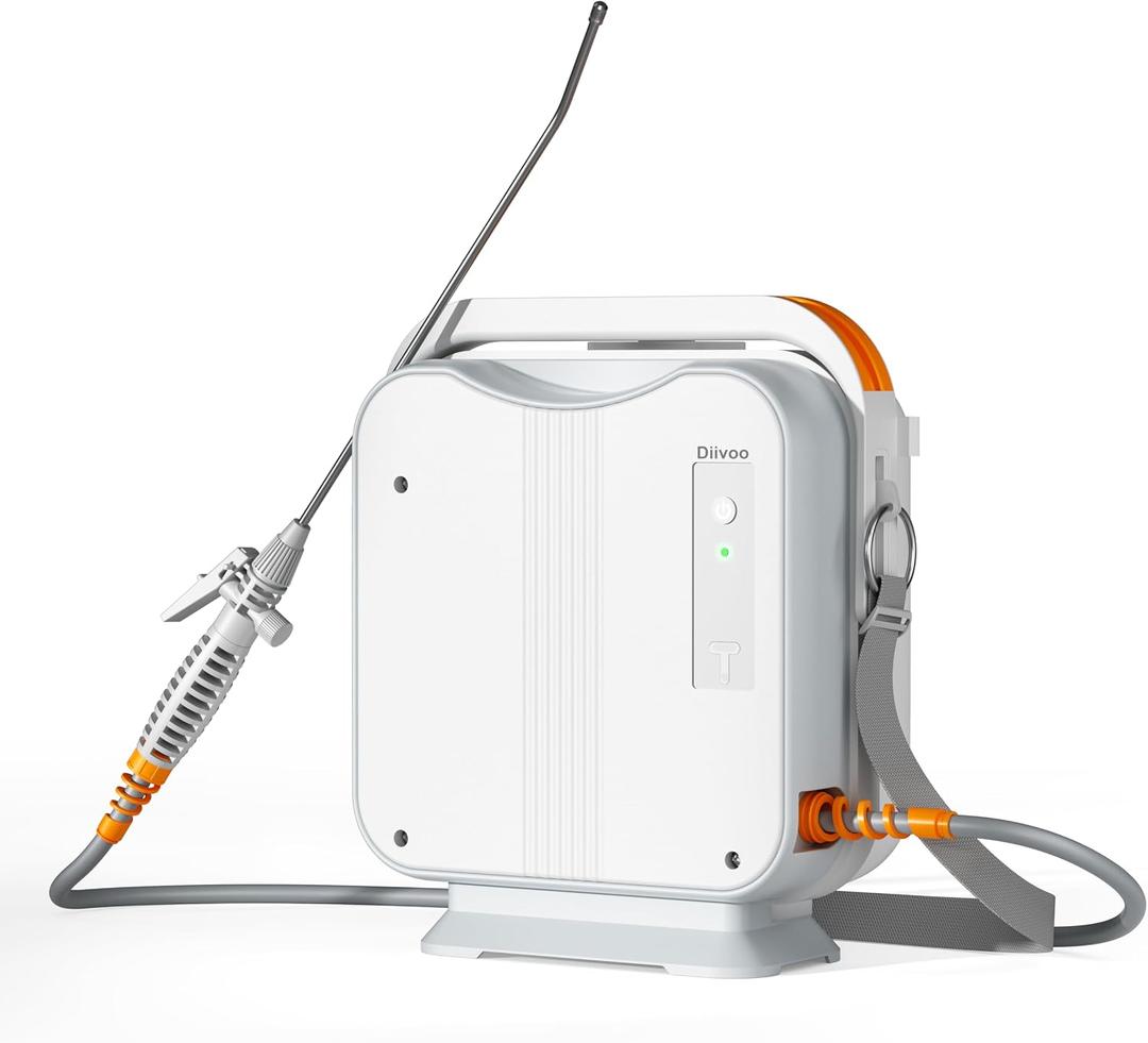 Diivoo 1.35 Gallon/5L Battery Powered Sprayer, 2000mAh Electric Weed Sprayer with 2 Adjustable Nozzles, Retractable Wand for Lawn, Garden, Yard