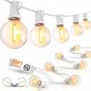 25Ft LED Outdoor String Lights, G40 Globe Patio String Lights Waterproof with 27 Shatterproof Bulbs, Hanging Outdoor Lights for Backyard Garden Bistro Wedding Party Christmas Decorations, White