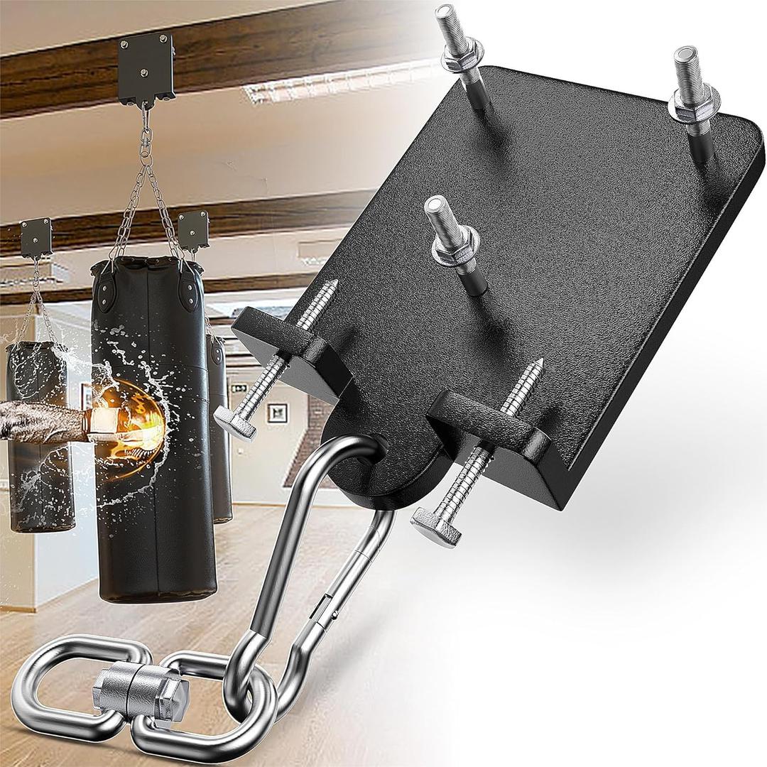 1200lb Heavy Punching Boxing Bag Hanger, 360 Beam Punching Bag Hanger, Rafter Heavy Bag Mount Hook, Punching Bag Mounting Bracket, Rotation Wall Ceiling Mount Bracket for Muay Thai Yoga Swing Hammock