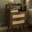 Rattan Nightstand (Walnut Brown-2D)