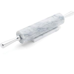 Fox Run 8648 Marble Rolling Pin and Base with Aluminum Handles, 2.5 x 17.5 x 3 inches, White