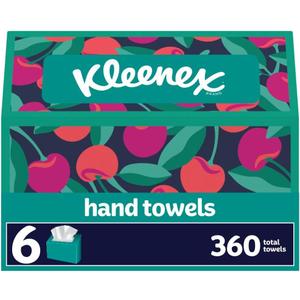 Kleenex Disposable Paper Hand Towels, 6 Boxes, 60 Tissues per Box (360 Total Tissues), Packaging May Vary (White)