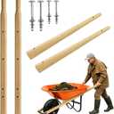 Hyonihao Wheelbarrow Handles Replacement Kit,2 Wedges,1 Pair 59 Inch | Coated Wooden, Pre Drilled, Wheelbarrow Parts, for Gardens, Lawns and Construction Sites 