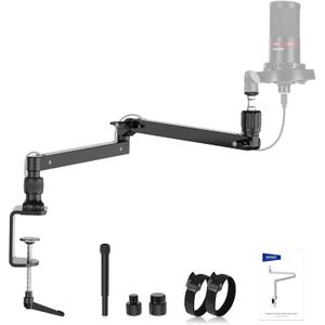NEEWER Low Profile Mic Arm Desk Stand Mount with Damping, 360 Swivel Articulating Boom Arms with Heighten Pole & Cable Management Channels for Microphone Podcast Gaming Streaming Zoom Calls, MST002