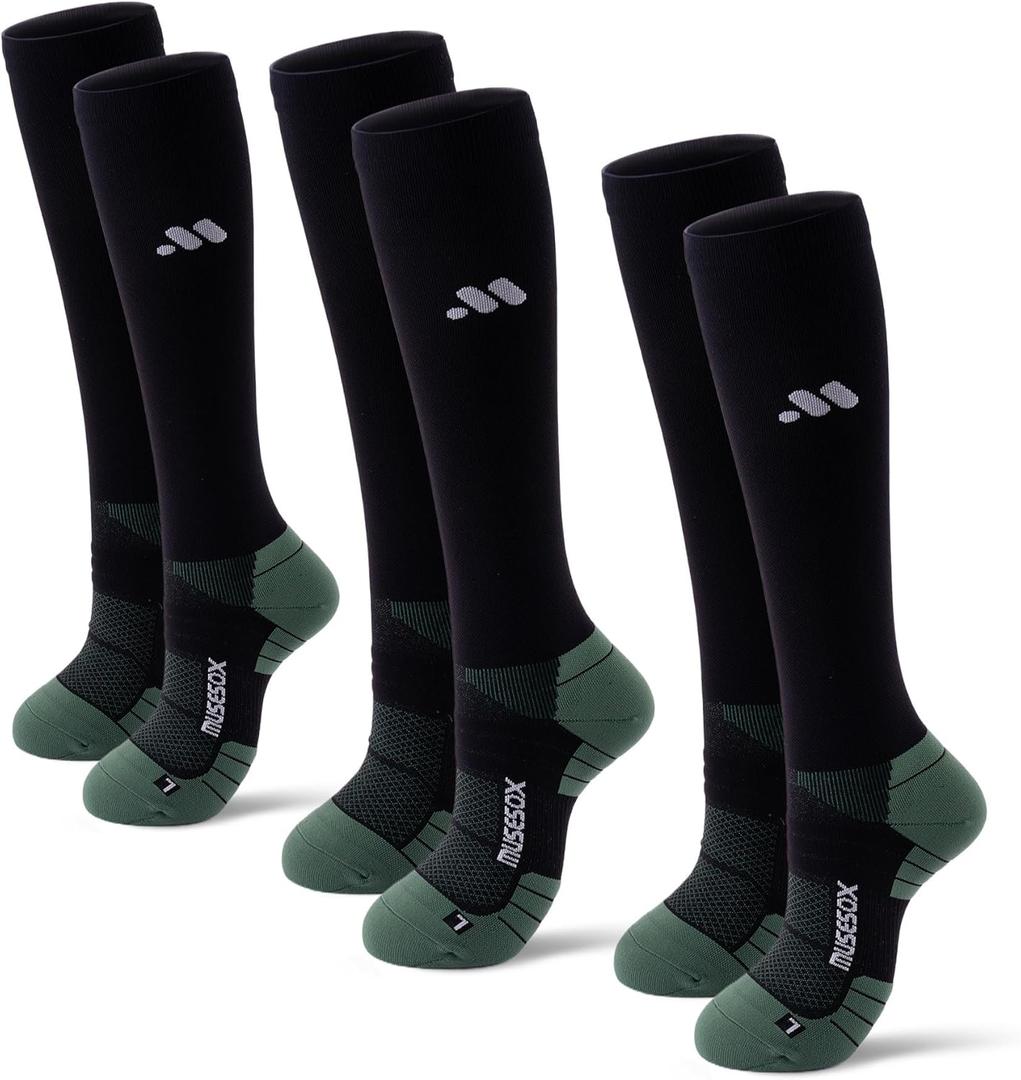 Compression Socks for Women and Men,Knee High 15-20mmHg Graduated Support(3 Pairs) Best for Nurses,Pregnant,Travel (Large)
