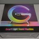 Smart LED Table Lamp, 4-in-1 Wireless Charger, Night Light, Alarm Clock, and Bluetooth Speaker with App Control for Bedroom, Office, and Home Decor (White)