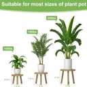 3-Pack Wood Plant Stands Indoor, Single Plant Stand for 6-12 Inch Pots, Mid-Century Modern Plant Stool, Tall Plant Stand for Large Plants for Living Room, Balcony, Office (Light Brown)