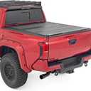 Rough Country Hard Tri-Fold Flip Up Tonneau Cover for Toyota Tacoma (2024-2026) - Flush Aluminum Bed Cover, Fits 5' Bed w/Utility Rail System