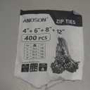 Zip Ties Assorted Sizes(4+6+8+12), 400 Pack, Black Cable Ties, UV Resistant Wire Ties by ANOSON
