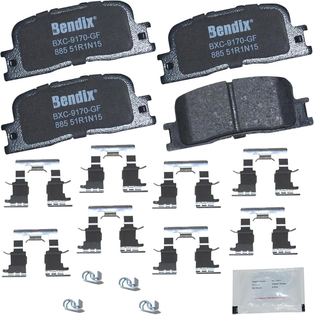 Bendix Priority1 CFC885 Ceramic Rear Brake Pads for Lexus ES300 2003-2002, ES330 2006-2004, Toyota Camry 2006-2002, Highlander 2003-2001