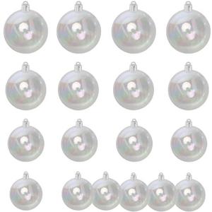 4 Sizes 18Pcs Iridescent Ornaments Balls Clear Plastic Ornaments for Crafts DIY Bubble Pot Halloween Cauldron Christmas Ball Ornaments Bubble Birthday Wedding Decor (18)