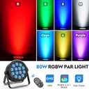 RGBW 4-in-1 Stage Lights, 80W LED Par Lights with DMX512/Remote/Sound Acitvated Control, Uplights for Events, Wedding, Parties, Dance, Stage - 4Packs