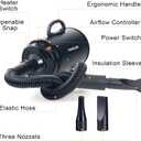 Dog Dryer for Pet Grooming, High Velocity Pet Hair Dryer with Heater, Adjustable Speed, 3 Nozzles and a Comb, Black