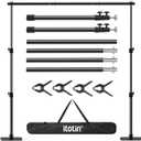 Pipe and Drape Backdrop Stand Kit, 6.5ft x 10ft Adjustable Photo Background Stands with Metal Flat Base for Photography, Birthday Parties, Wedding, Video Studio (Black)