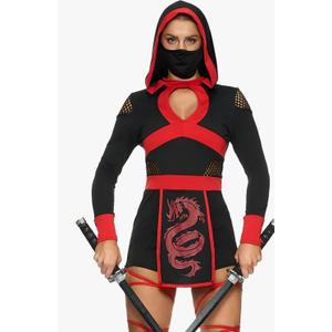 Spooktacular Creations 2 Pcs Ninja Costume Women, Halloween Ninja Costume Adult with Mask for Halloween Party Cosplay Size S