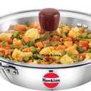 Hawkins 2.5 Litre Deep Fry Pan, Triply Stainless Steel Kadai with Glass Lid, Flat Bottom Induction Kadhai, Silver (SSD25G)