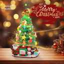 Advent Calendar 2025 Christmas Tree Building Blocks Set with LED Light, 24 Days Christmas Countdown Calendar Christmas Tree Building Blocks Xmas Gifts Toy Decorations for Adults Men Women Kids Teen Girls Boys