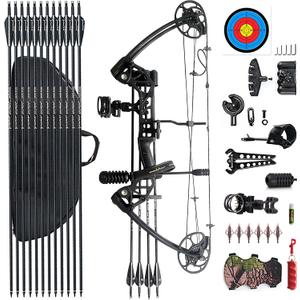 PANDARUS Compound Bow Draw Weight 0-70 Lbs for Pull Beginner and Intermediate Archer Fully Adjustable 19.25"-31" with All Accessories, up to IBO 320 fps New 2024(Black Right Handed Bag)